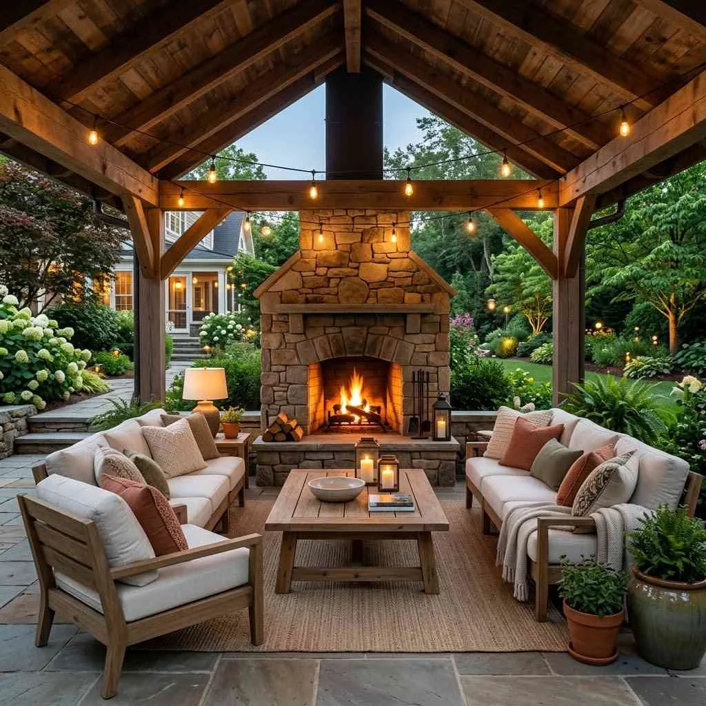 14 Luxury Garden Design Ideas That Will Transform Outdoor Space 4 3. Outdoor Living Rooms with Fireplaces