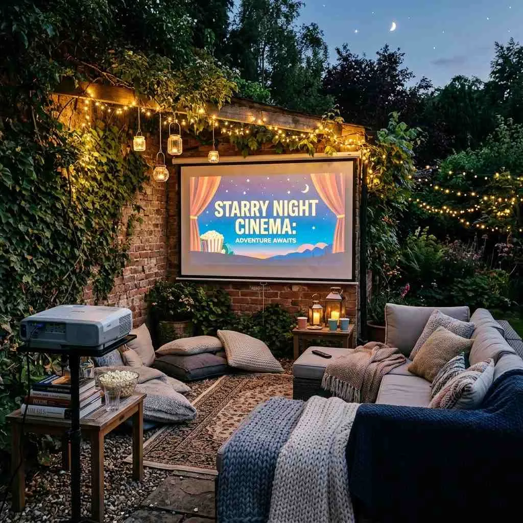14 Outdoor Living Space Ideas That'll Make You Want to Move Outside 15 Outdoor Movie Theater Corner compressed