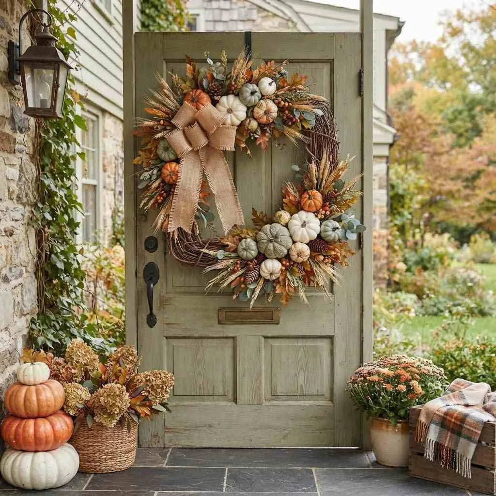 15 Fall Wreath Ideas to Welcome the Season in Style 3 Pumpkin Patch Wreath