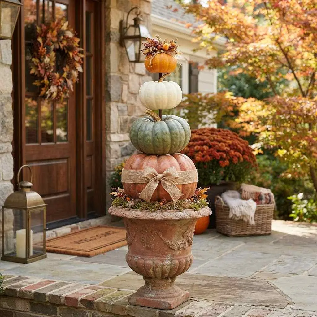 15 Halloween Decor Ideas for 2026 8 Pumpkin Topiary Stack