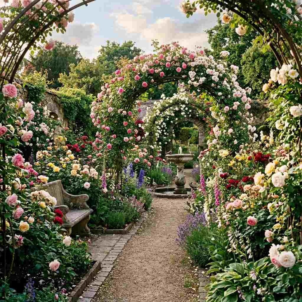 14 Luxury Garden Design Ideas That Will Transform Outdoor Space 14 13. Rose Gardens with Climbing Arches