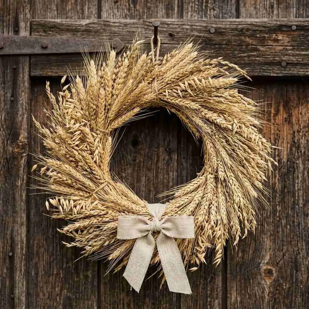 15 Fall Wreath Ideas to Welcome the Season in Style 4 Rustic Wheat and Grain Wreath