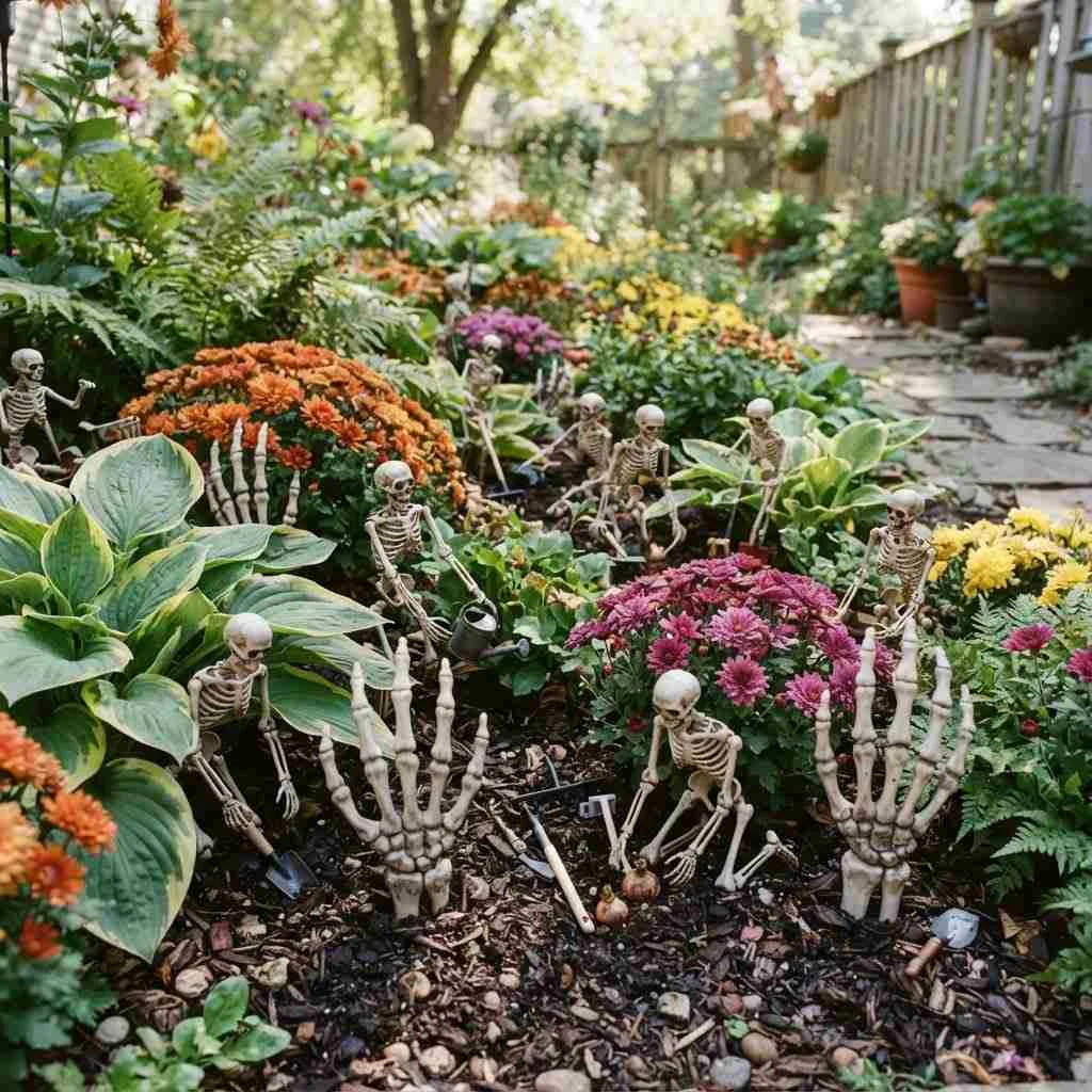 15 Halloween Decor Ideas for 2026 2 Skeleton Garden Takeover