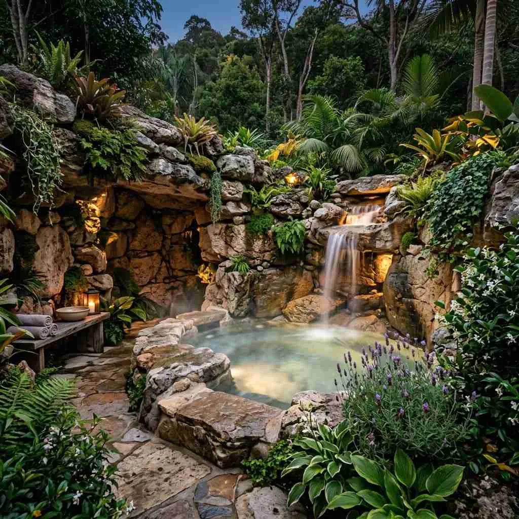 15 Luxury Backyard Design Ideas That'll Make Your Neighbors Jealous 8 Spa-Inspired Hot Tub Grotto
