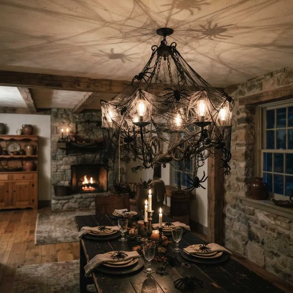 15 Halloween Decor Ideas for 2026 7 Spider Web Chandelier