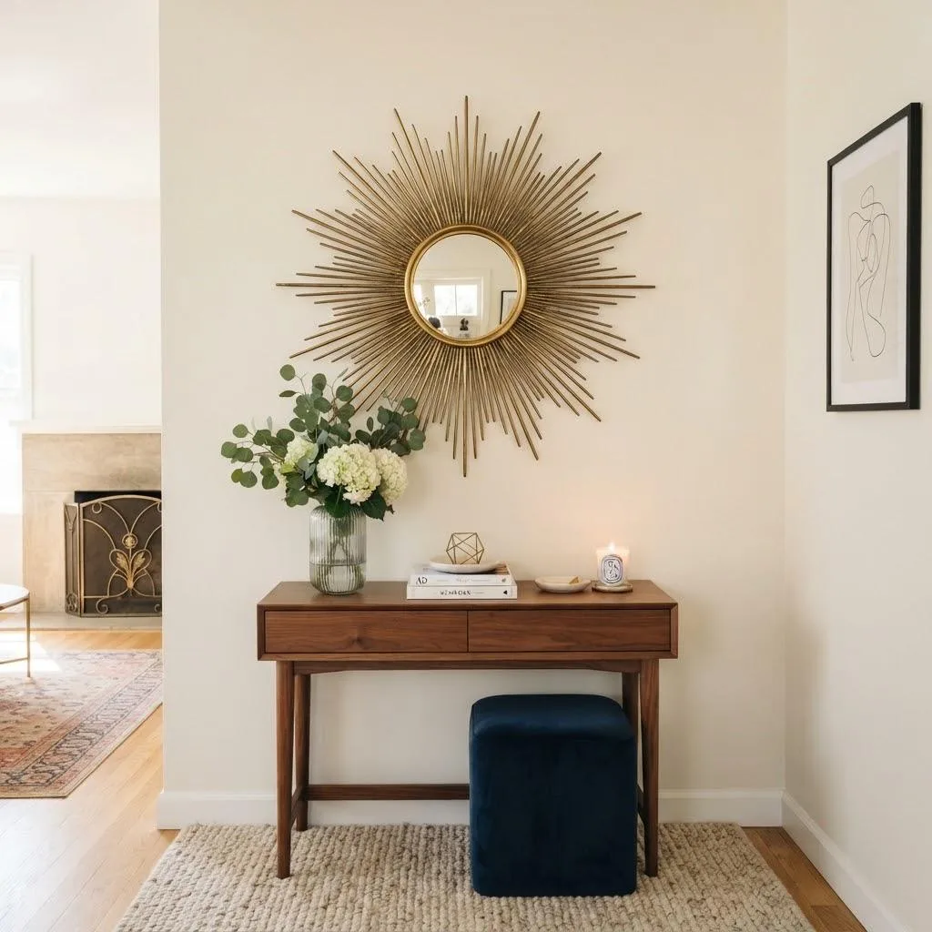 1. Sunburst Mirror Statement Wall