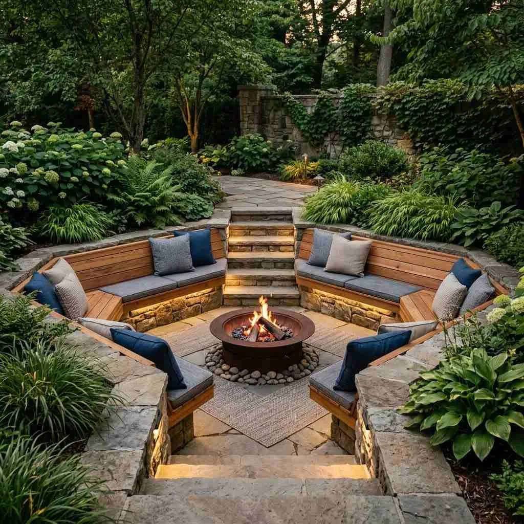 14 Outdoor Living Space Ideas That'll Make You Want to Move Outside 6 Sunken Conversation Pit compressed