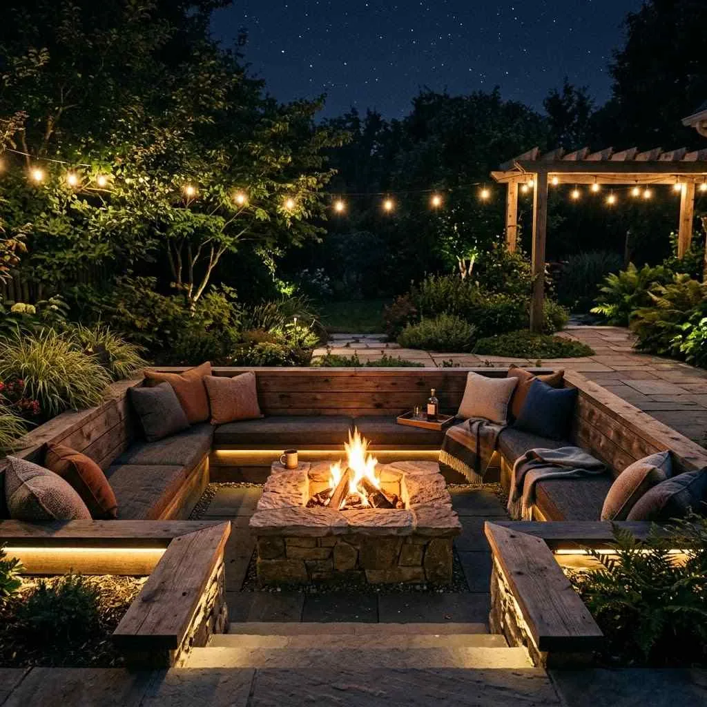 15 Luxury Backyard Design Ideas That'll Make Your Neighbors Jealous 4 Sunken Fire Pit Lounge