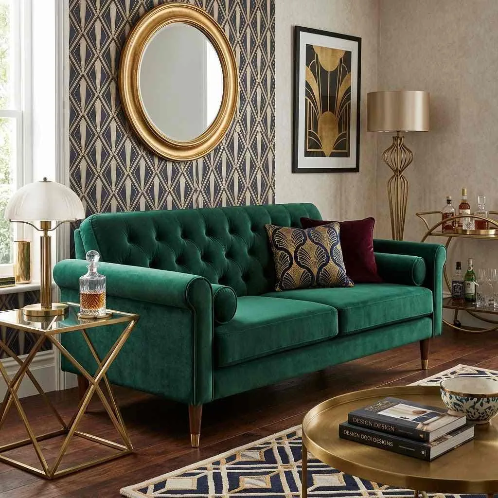 3. Velvet Jewel-Toned Sofas