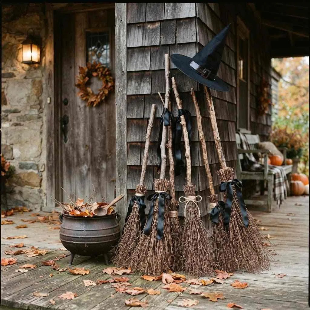 15 Halloween Decor Ideas for 2026 13 Witch's Broom Corner Display
