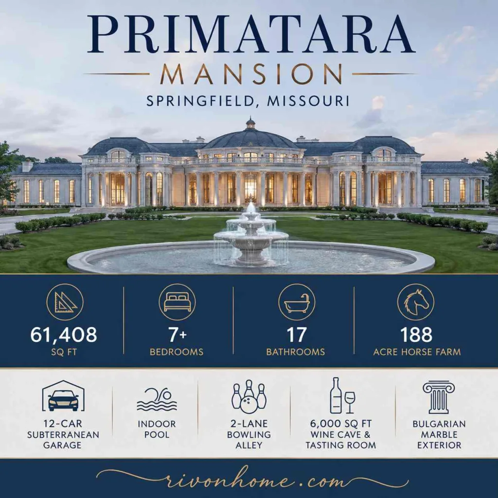 Missouri's Largest Mansion: Top 6 Massive Homes Ranked by Size 3 Missouri's Largest Mansion 1. Primatara Mansion, Springfield — 61,408 Square Feet