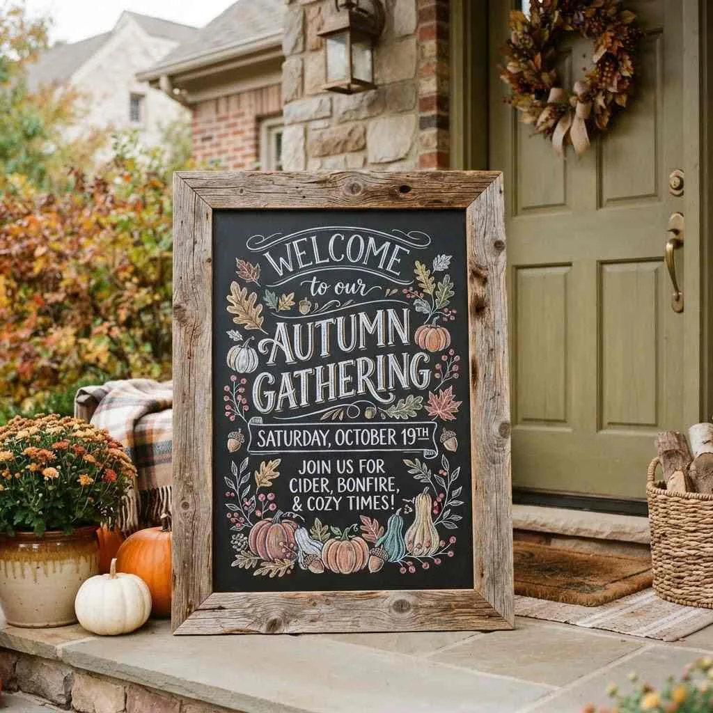 15 Fall Entryway Ideas to Warm Up Your Welcome 9 8. A Chalkboard Welcome Sign