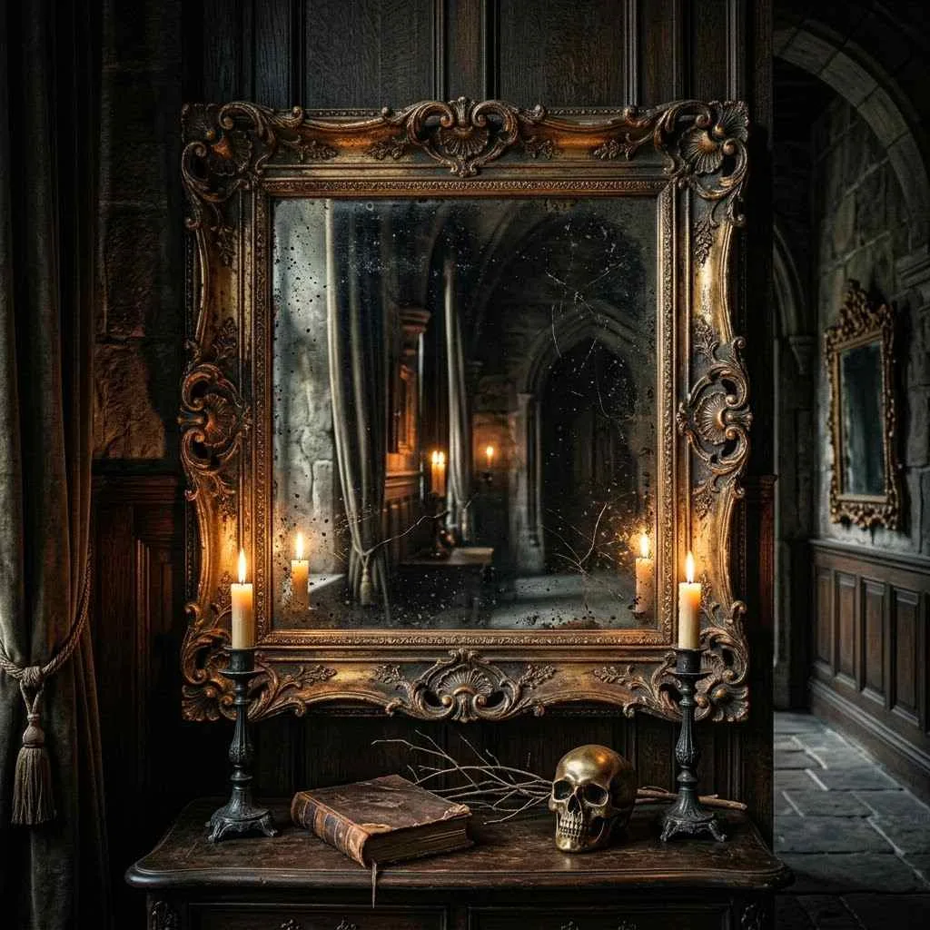 14 Gothic Halloween Decor Ideas to Transform Your Home This October 4 3. Antique Mirror Displays