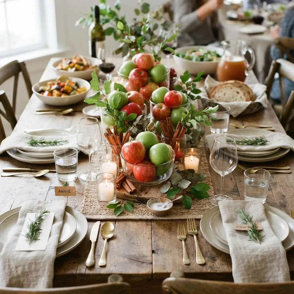 15 Fall Tablescape Ideas That'll Make Your Table the Star of the Season 9 8. Apple Orchard Inspired Display