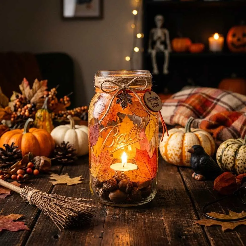 14 Halloween Lantern Ideas to Light Up Your Spooky Season 11 Autumn Leaf Lanterns