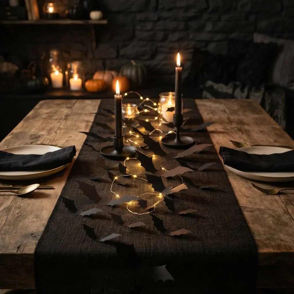 15 Spooktacular Halloween Table Centerpiece Ideas 10 Bat Silhouette Runner