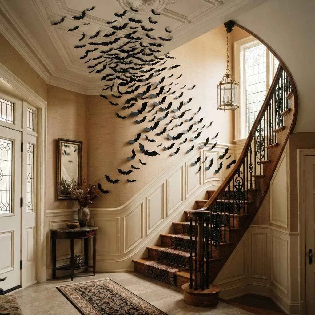 6. Bat Swarm Ceiling-to-Wall Decal