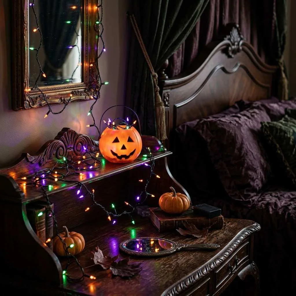 15 Halloween Dorm Room Decor Ideas That'll Make Your Room the Spookiest Spot on Campus 2 Halloween Dorm Room Decor Ideas Battery-Operated Fairy Lights in Eerie Colors