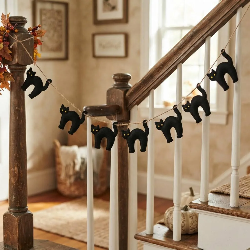 14 Halloween Garland Ideas to Deck Out Your Home This Spooky Season 9 Black Cat Silhouette String