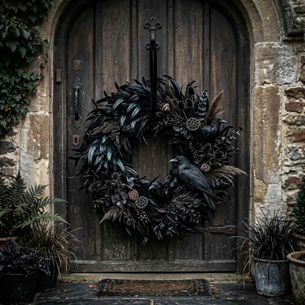 14 Gothic Halloween Decor Ideas to Transform Your Home This October 12 11. Black Feather Wreaths