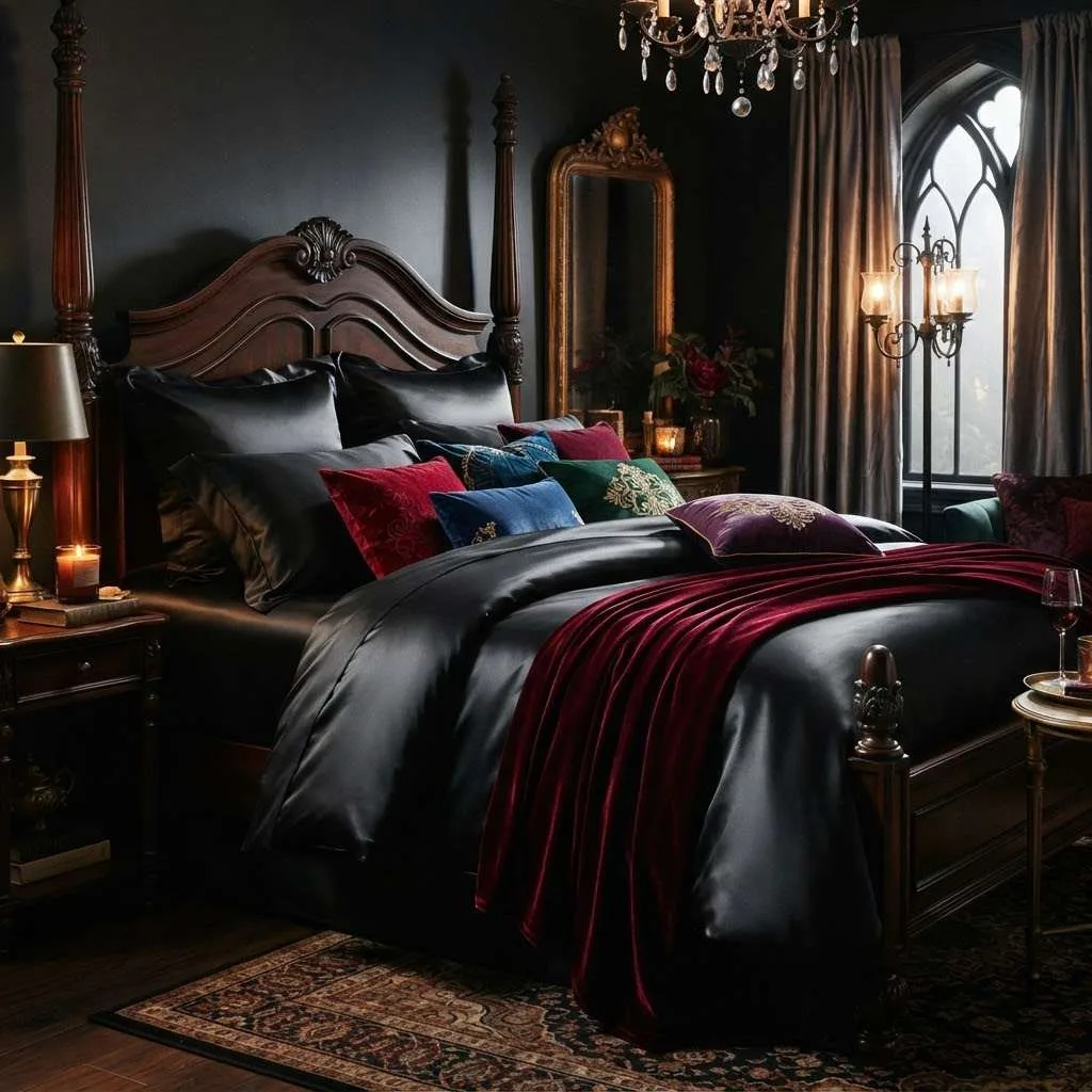 Black Satin Bedding