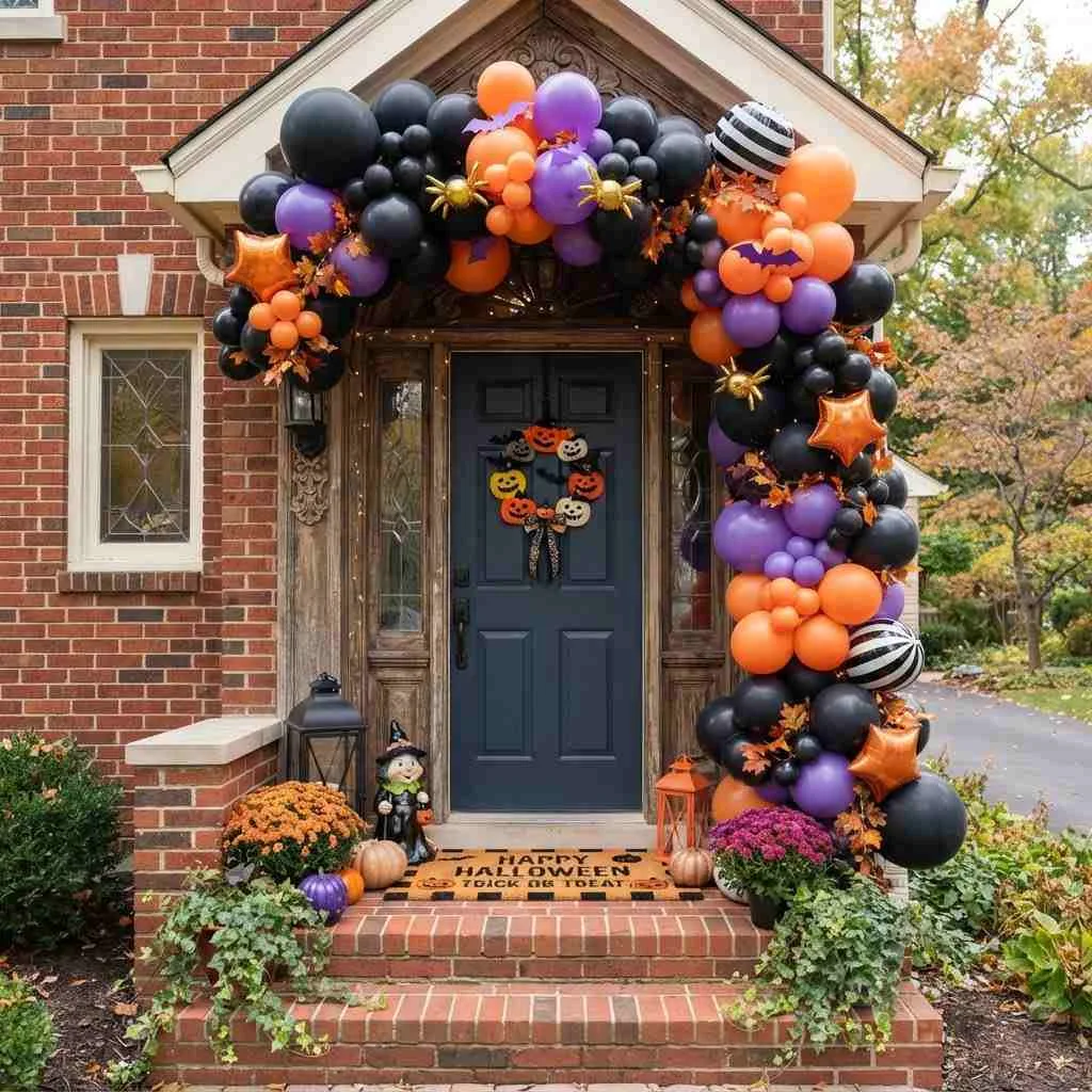 Black and Orange Balloon Arch compressed