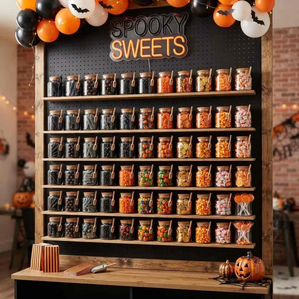 Black and Orange Ombre Candy Wall
