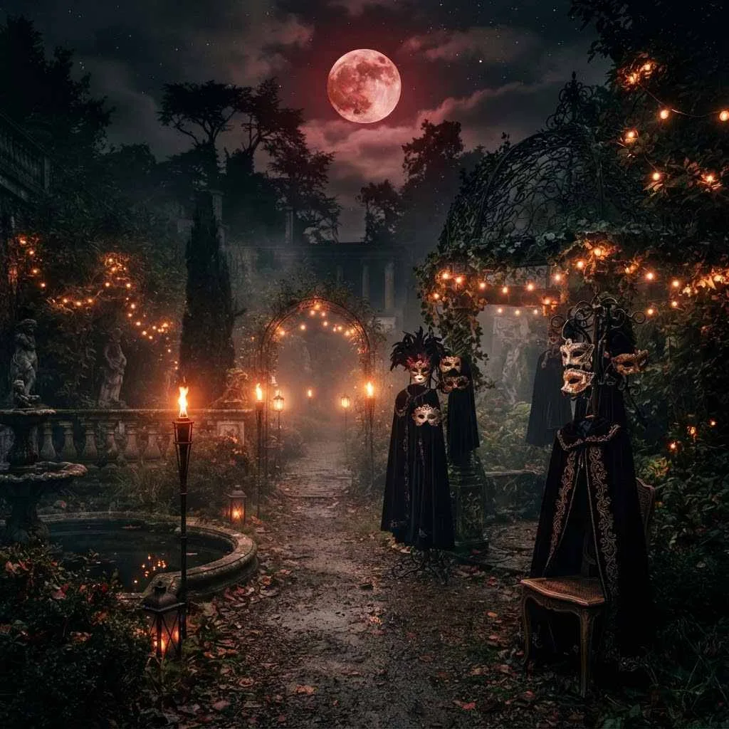 15 Dark Romantic Halloween Aesthetic Ideas 7 6. Blood Moon Masquerade
