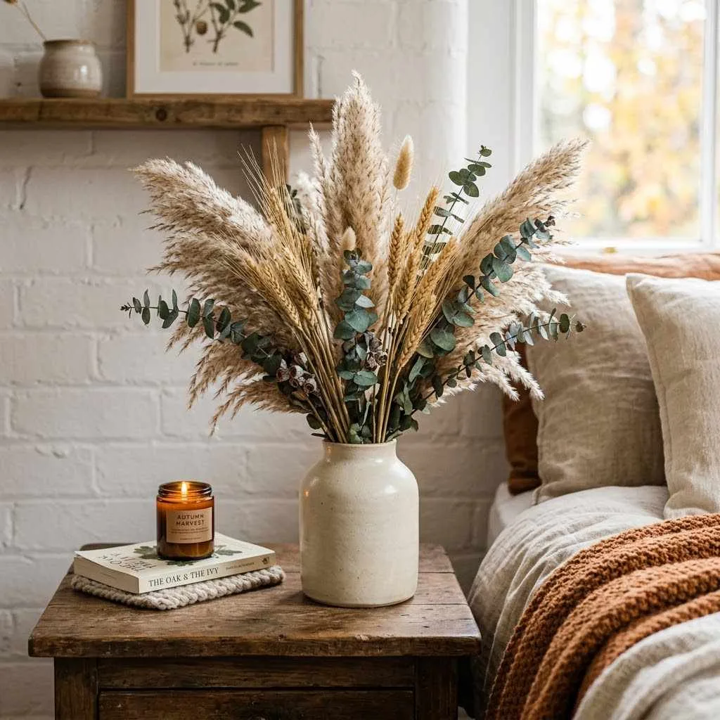 15 Fall Bedroom Decor Ideas That'll Make You Never Want to Leave Your Bed 5 4. Bring in Dried Botanicals