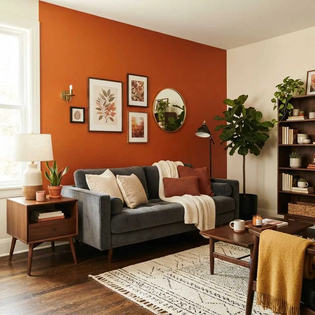 7. Burnt Orange Statement Walls