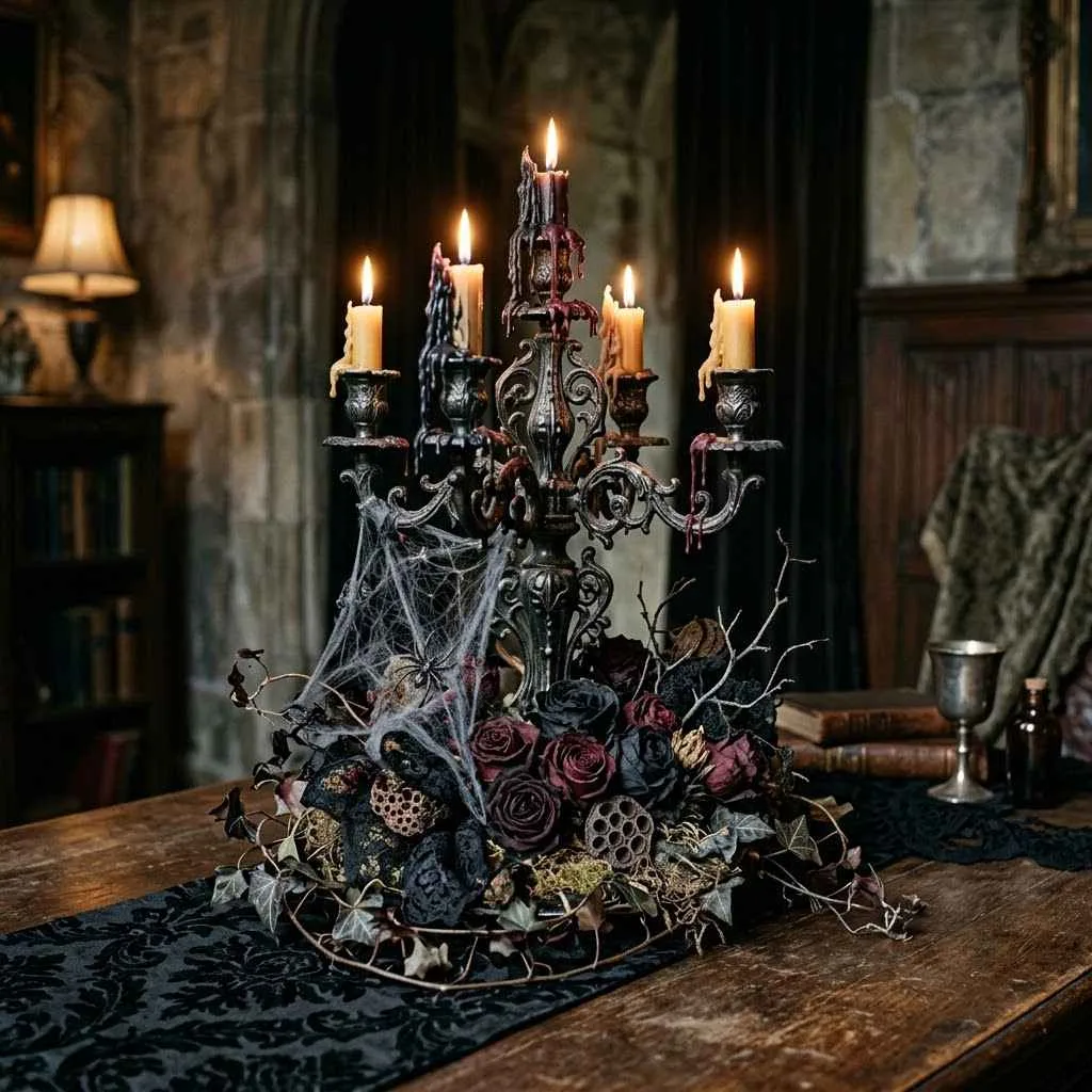 14 Gothic Halloween Decor Ideas to Transform Your Home This October 2 1. Candelabra Centerpieces