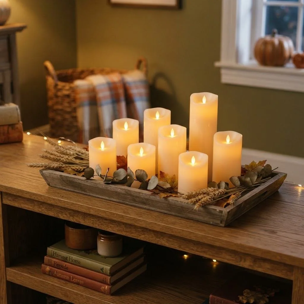 15 Fall Shelf Styling Ideas to Cozy Up Your Home This Season 4 3. Candlelit Ambiance Shelf