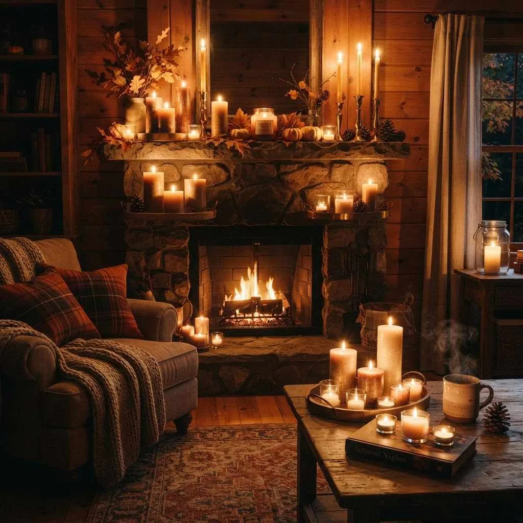 15 Fall Cabin Decor Ideas That'll Make You Never Want to Leave 8 7. Candlelit Ambiance