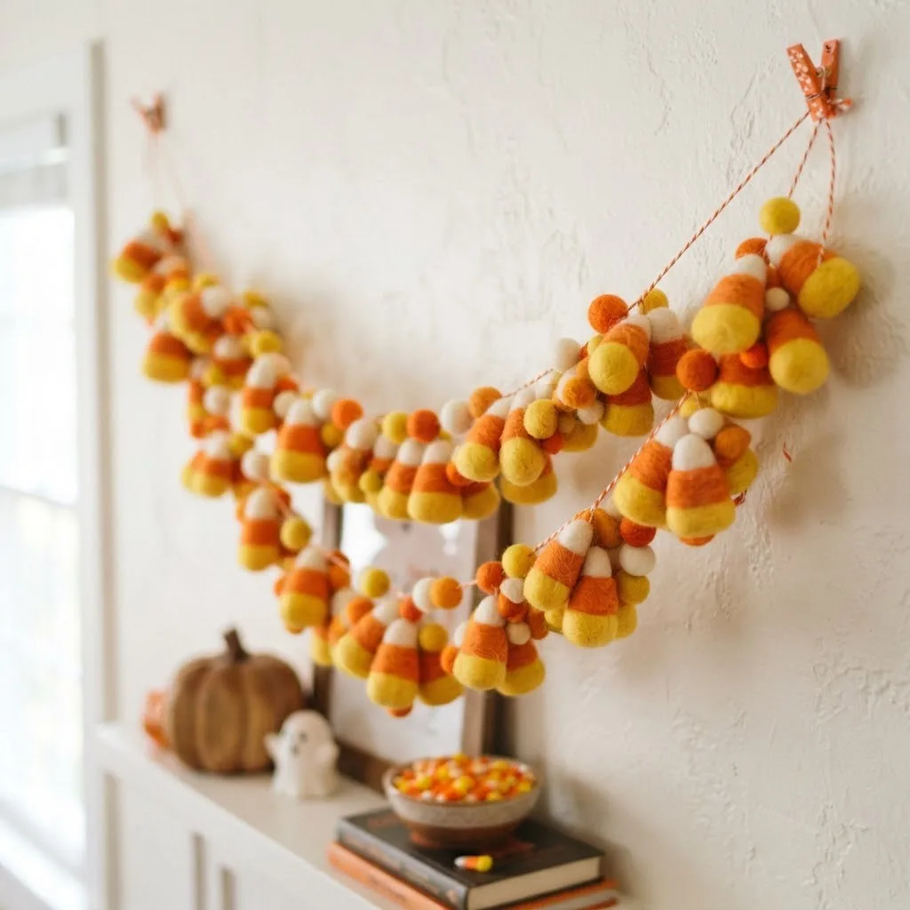 14 Halloween Garland Ideas to Deck Out Your Home This Spooky Season 5 Candy Corn Cluster Garland