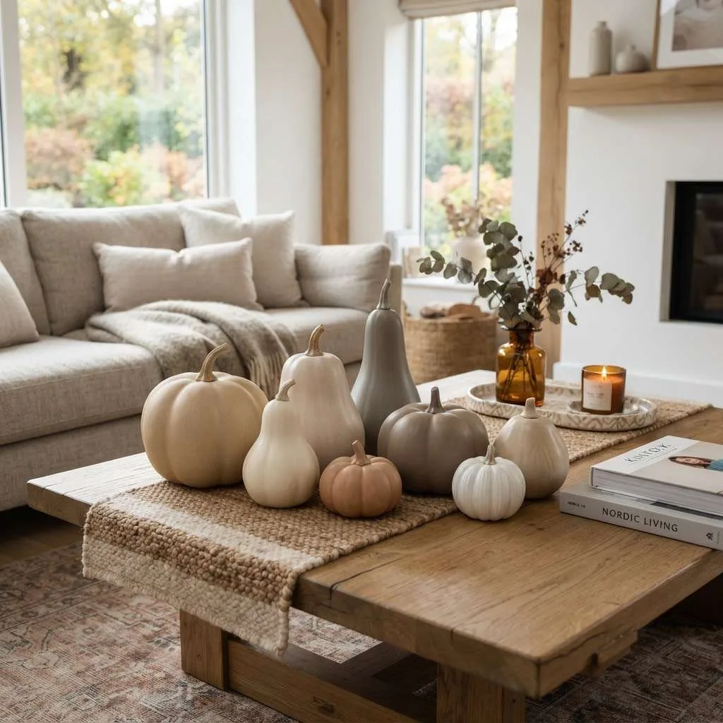Fall Neutral Decor Ideas: 15 Cozy Ways to Warm Up Your Home This Season 13 Ceramic Pumpkin and Gourd Sets