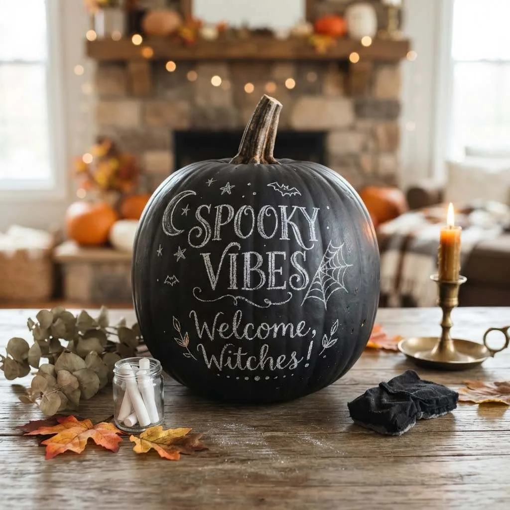 15 No-Carve Pumpkin Ideas You'll Absolutely Love This Fall 5 Chalkboard Paint Pumpkin