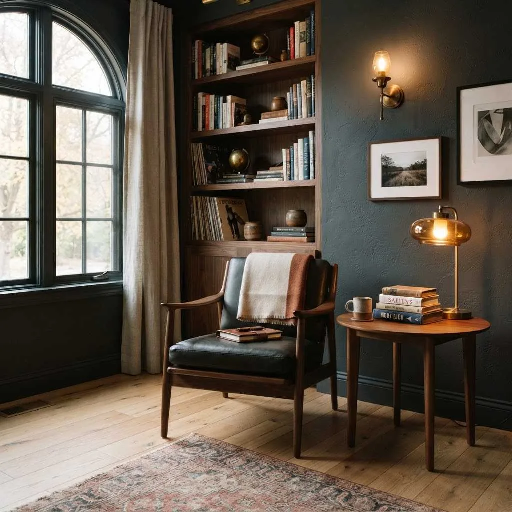 14 Moody Fall Interior Ideas For Your House 3 Charcoal Gray Walls with Warm Wood Tones