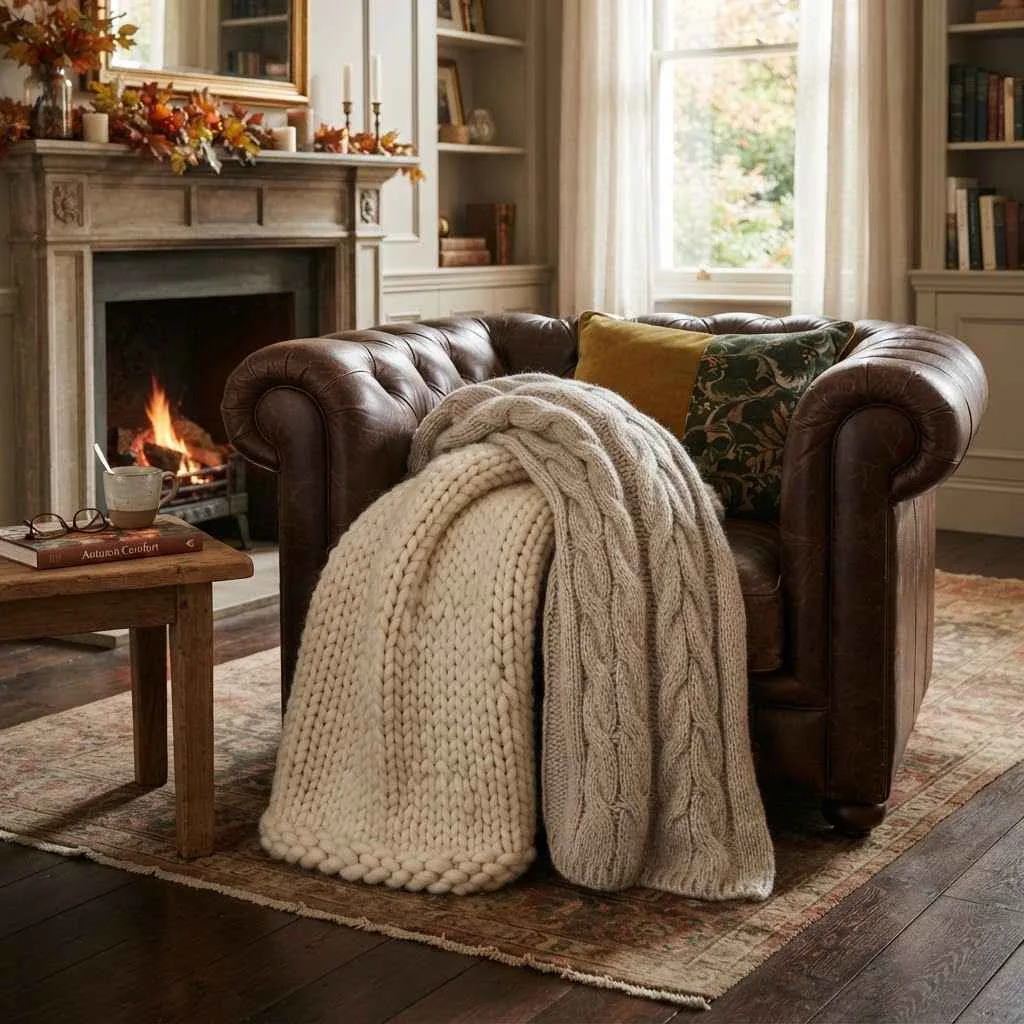 Fall Neutral Decor Ideas: 15 Cozy Ways to Warm Up Your Home This Season 2 Fall Neutral Decor Ideas Chunky Knit Throw Blankets