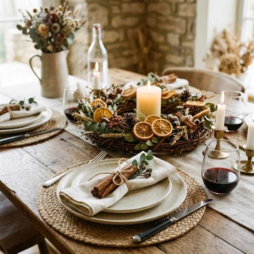 14 Fall Dining Room Decor Ideas to Cozy Up Your Space 11 10. Cinnamon Stick and Citrus Garnish Details