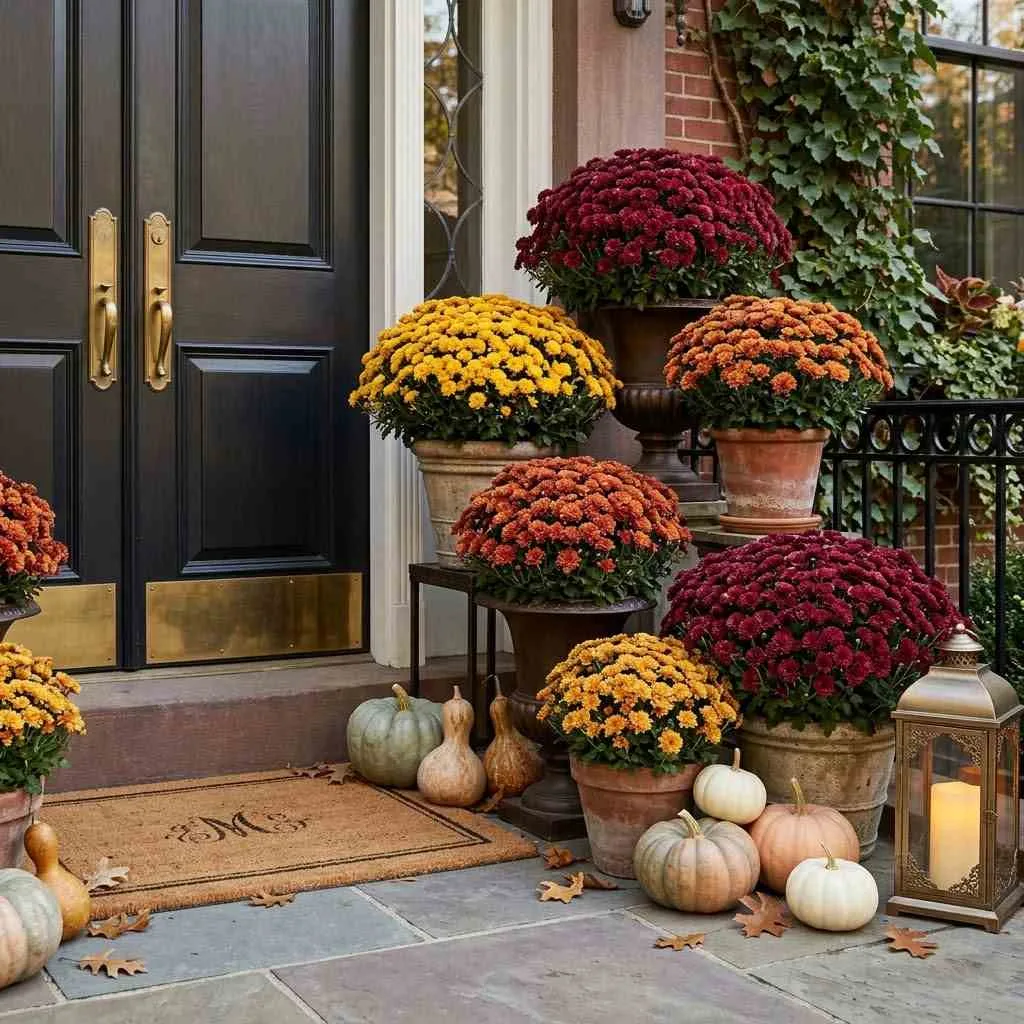 15 Fall Planter Ideas to Cozy Up Your Porch This Season 2 Fall Planter Ideas Classic Mum Mound
