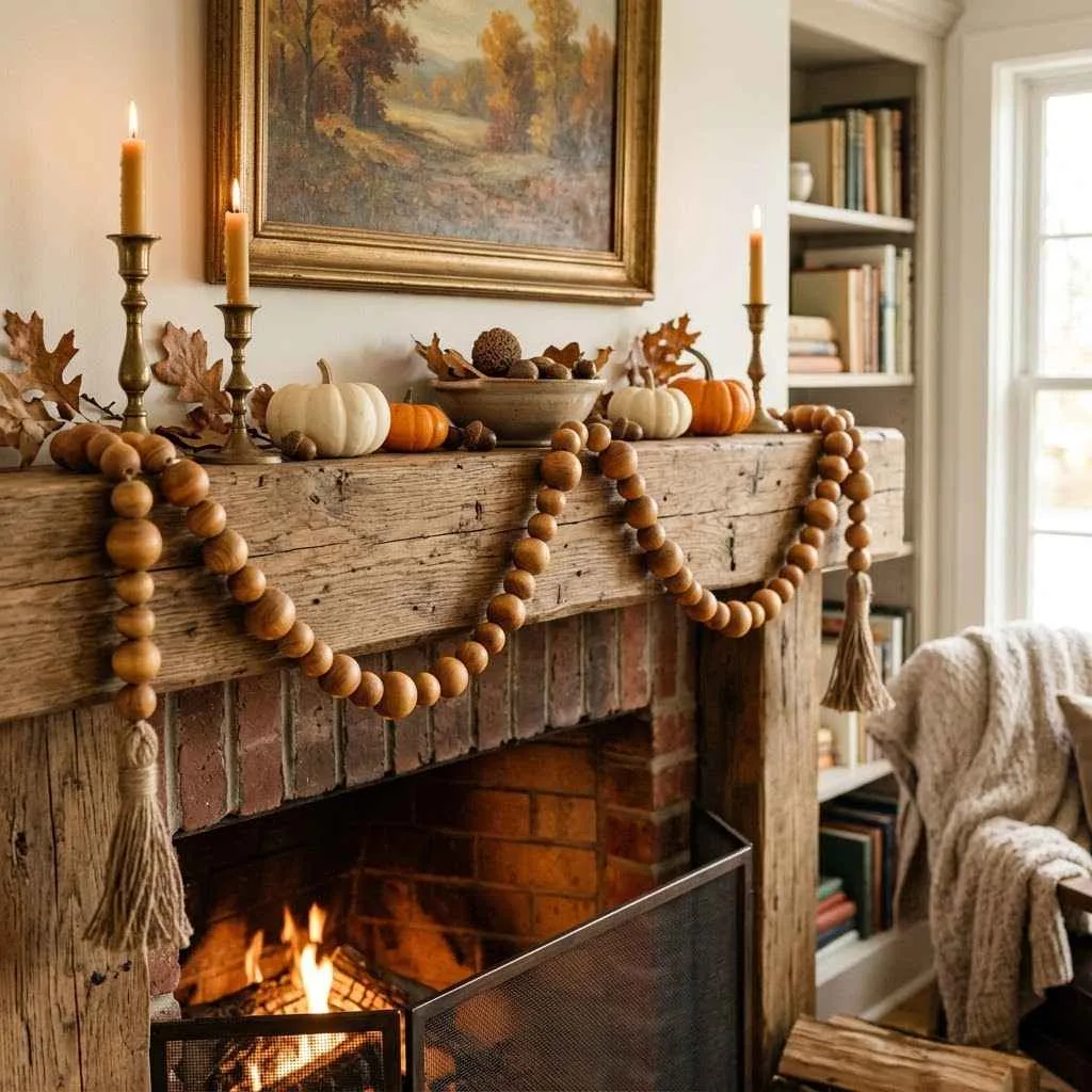 15 Wood Bead Garland Fall Ideas You'll Love 2 Wood Bead Garland Fall Ideas 1. Classic Natural Wood Tones