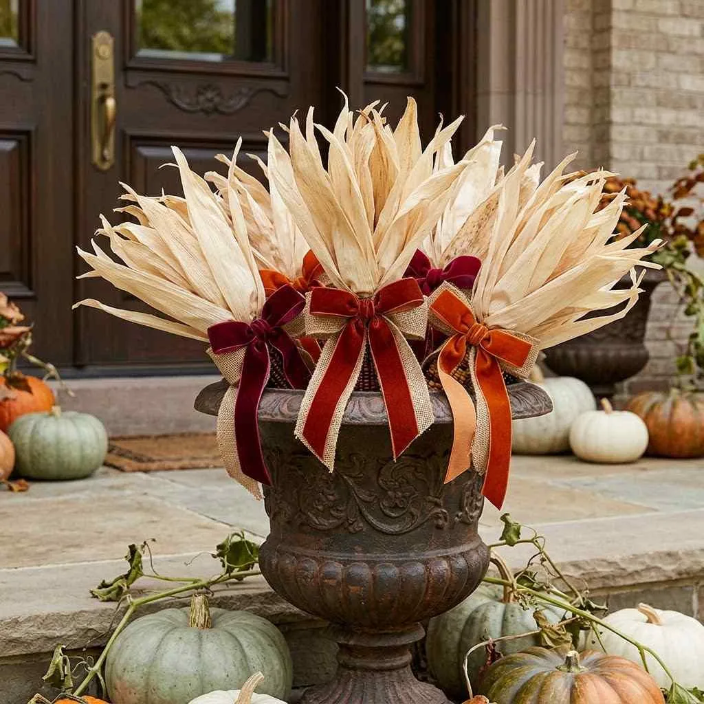 Corn Husk Bundle with Ribbon Details