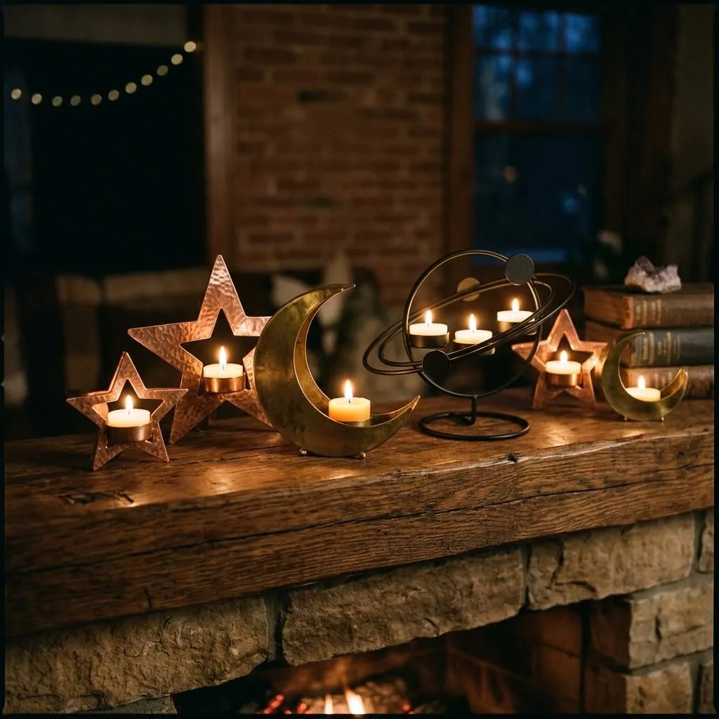 15 Celestial Decor Ideas for a Dreamy Home 13 Cosmic Candle Holders