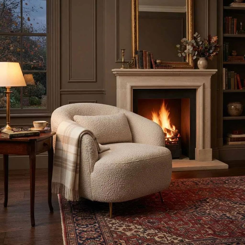 Fall Neutral Decor Ideas: 15 Cozy Ways to Warm Up Your Home This Season 11 Cozy Boucle Accent Chair