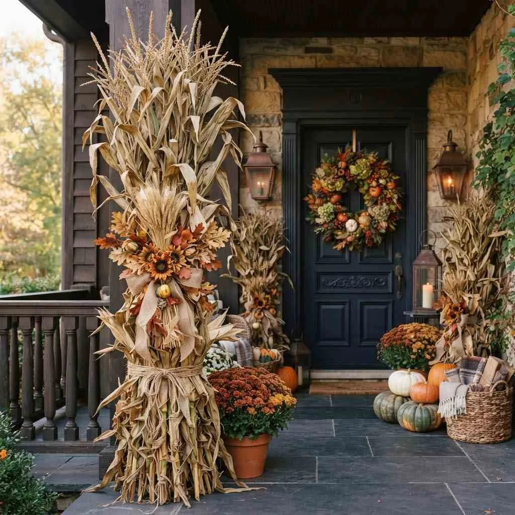 15 Fall Outdoor Decor Ideas to Transform Your Porch and Yard 3 Cozy Corn Stalk Bundles
