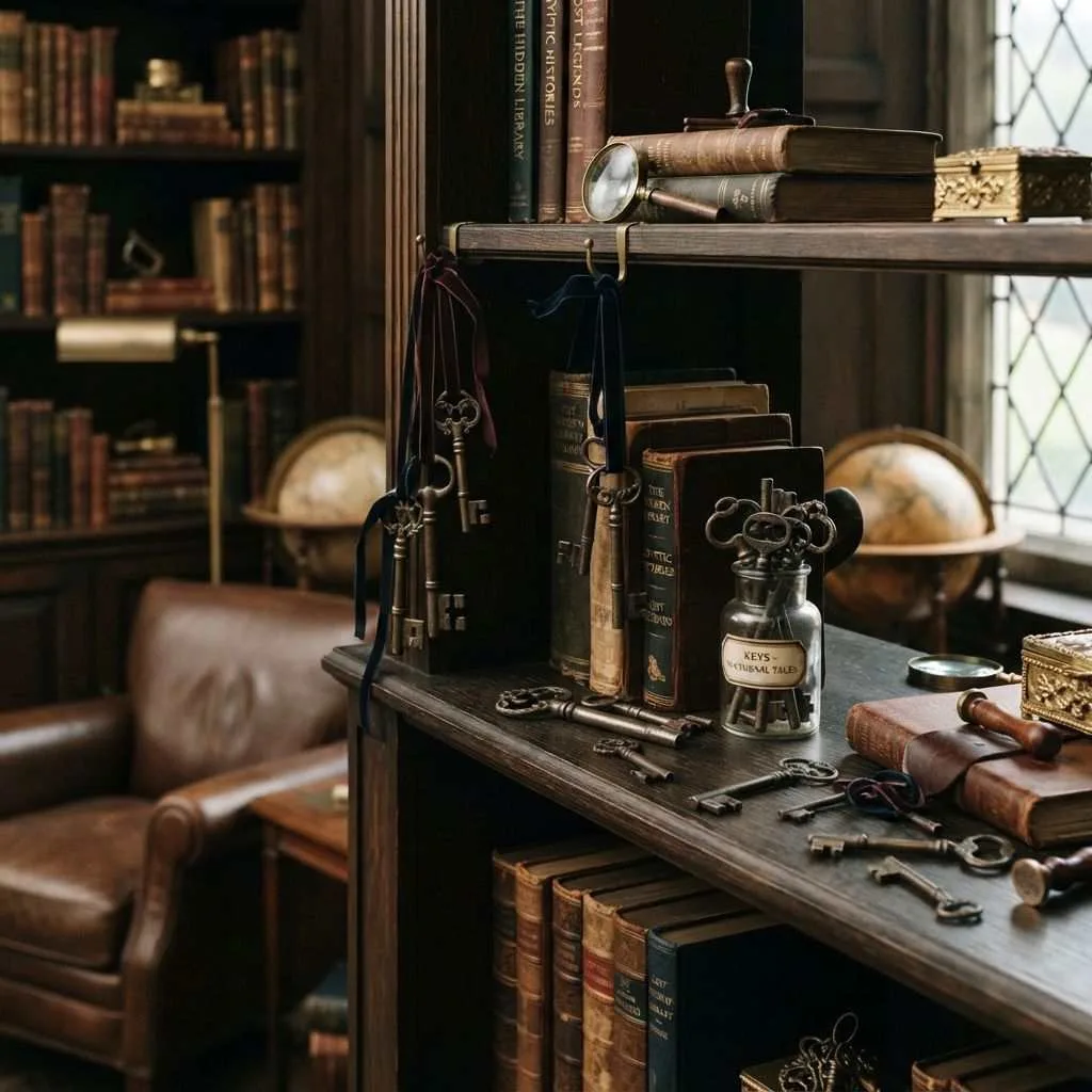 15 Cozy Dark Academia Halloween Ideas You'll Fall in Love With 12 Skeleton Key Decor