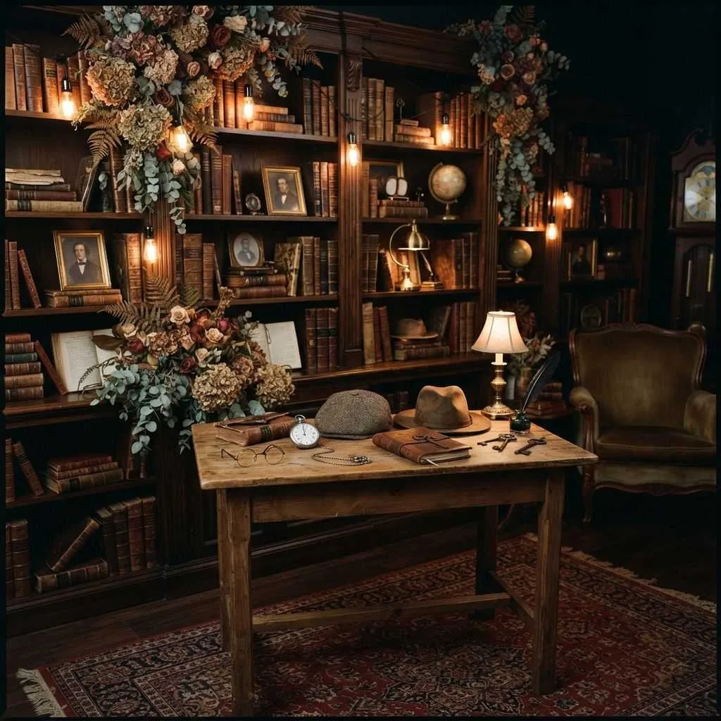 15 Cozy Dark Academia Halloween Ideas You'll Fall in Love With 16 Dark Academia Photo Booth Corner