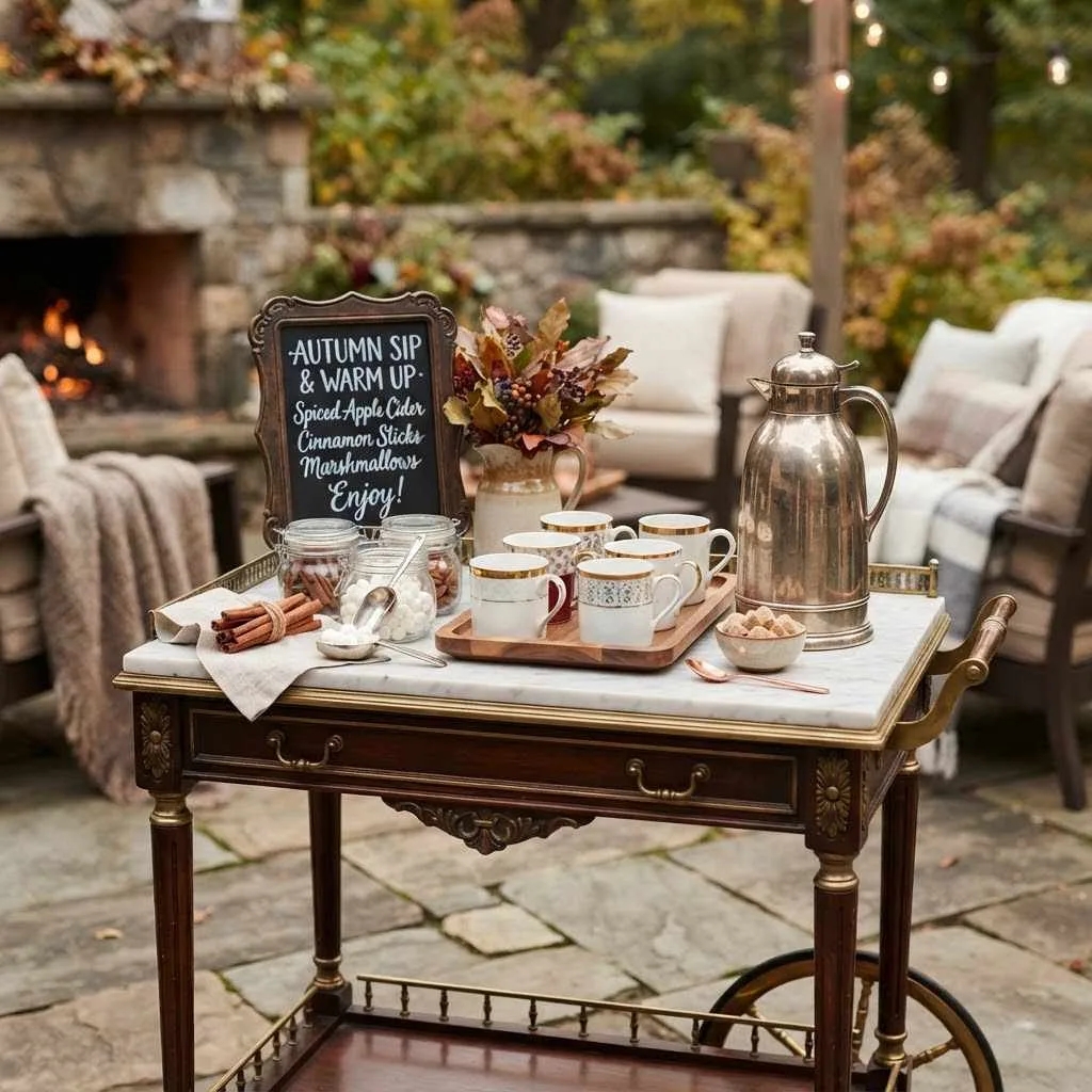15 Fall Patio Decor Ideas That'll Make You Want to Stay Outside All Season 6 Create a Hot Drink Station