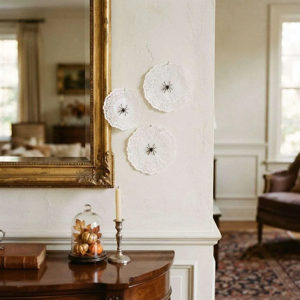 15 Cute Spooky Halloween Decor Ideas You'll Love This Season 7 Spiderweb Doily Accents