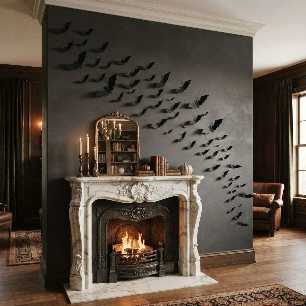15 Cute Spooky Halloween Decor Ideas You'll Love This Season 6 Friendly Bat Silhouette Wall Art